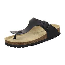 AFS-Schuhe 2107, Damen Sandale aus Leder, Bequeme Pantoletten mit Fussbett Made in Germany (45 EU, schwarz glatt) von AFS-Schuhe