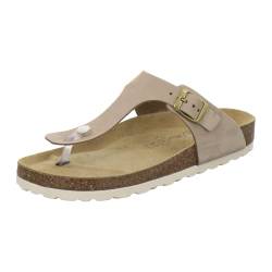 AFS-Schuhe 2107, modische Zehentrenner Damen Sandale aus Leder, Bequeme Pantoletten mit Fussbett Made in Germany (39 EU, Sand Nubuk) von AFS-Schuhe