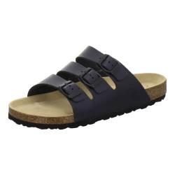 AFS-Schuhe 3133, Bequeme Pantoletten für Herren mit Fussbett, sportliche Sandalen mit Schnalle, Arbeitsschuhe Made in Germany (46 EU, Navy Glattleder) von AFS-Schuhe