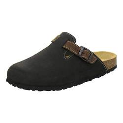 AFS-Schuhe 3900 Herren Clogs, Bequeme Hausschuhe für Männer, Pantoffeln aus Leder, Made in Germany (42 EU, Schwarz Nubuk) von AFS-Schuhe