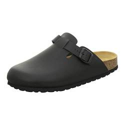 AFS-Schuhe 3900 Herren Clogs, Bequeme Hausschuhe für Männer, Pantoffeln aus Leder, Made in Germany (45 EU, schwarz) von AFS-Schuhe