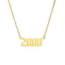 AFSTALR Birth Year Necklace for Women Girls Birthday Gifts Charm Friendship Jewellry Year Number 2008 Gold von AFSTALR