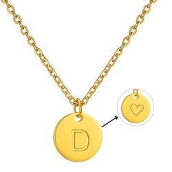 AFSTALR Damen Initialen Kette D Buchstaben Anhänger Gold Kette mit Herzen Geburtstagsgeschenk für Mädchen von AFSTALR