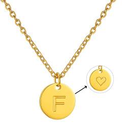 AFSTALR Damen Initialen Kette F Buchstaben Anhänger Gold Kette mit Herzen Geburtstagsgeschenk für Mädchen von AFSTALR