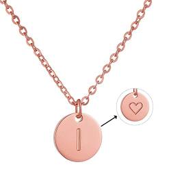 AFSTALR Damen Initialen Kette I Buchstaben Anhänger Rosegold Kette mit Herzen Geburtstagsgeschenk für Mädchen von AFSTALR