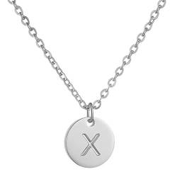 AFSTALR Damen Initialen Kette X Buchstaben Anhänger Silber Kette mit Herzen Geburtstagsgeschenk für Mädchen von AFSTALR