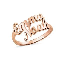 AFSTALR Damen Ring Name Personalisierte, Benutzerdefinierter Ring Roségold Eheringe mit Herz Buchstaben Tochter Mutter Geschenk von AFSTALR