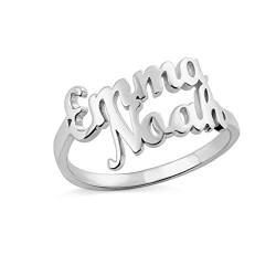 AFSTALR Damen Ring Name Personalisierte, Benutzerdefinierter Ring Roségold Eheringe mit Herz Buchstaben Tochter Mutter Geschenk von AFSTALR