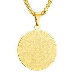 AFSTALR Halskette Herren 7 Erzengel Siegel Medaille Talisman Siegel der Sieben Erzengel Amulett Ketten Anhänger Edelstahl Solomon Schmuck für Herren Männer OR2 von AFSTALR