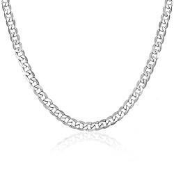 AFSTALR Herren Halskette Silber Panzerkette, Edelstahl Kubanische schmuck Chain 6mm-61cm Ketten für Männer Necklace von AFSTALR