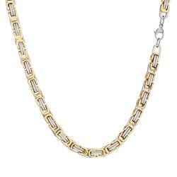 AFSTALR Herren Königskette Gold Schmuck für Herren ，Edelstahl Breit Herrenkette Männer 8mm Byzantinische Kette Halskette für Herren Länge 55cm von AFSTALR