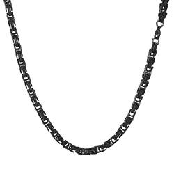 AFSTALR Herren Königskette Schwarz Schmuck für Herren ，Edelstahl Breit Herrenkette Männer 6mm Byzantinische Kette Halskette für Herren Länge 45cm von AFSTALR