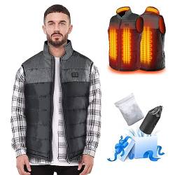 AFUNSO Beheizte Weste Damen/Herren, Leichte Outdoor Heizweste, Temperaturkontrolle Heizzonen Beheizbare Jacke Heizjacke mit Beheizter Kragen(Batterie Nicht inbegriffen/Ausgang 5V / 2A oder höher) von AFUNSO