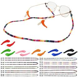 10 Stück Brillenbänder, AFUNTA verstellbare bunte Sonnenbrille String Strap mit 6 Paar Anti-Rutsch-Ohr-Griff-Haken, weiche Brillenhalterung Lanyard Schnur für Frauen, Männer, Mütter, Mädchen, Kinder von AFUNTA