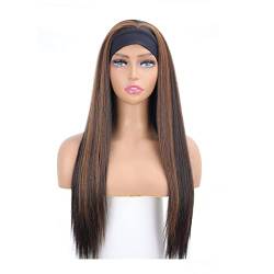 Jiaxu Perücken Europäische und amerikanische Haarband Perücke Frau schwarzes langes Haar Stirnband Mode natürliche unsichtbare halbe Kopfdecke Perücken Perücken für Mädchen (Farbe : 6H1630) von AGIPS