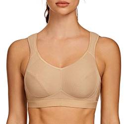 AGONVIN Damen Sport BH Starker Halt Große Brüste Acvive High Support Lauf Fitness Yoga Bra Beige 100G von AGONVIN