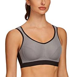 AGONVIN Damen Sport BH Starker Halt Große Brüste Acvive High Support Lauf Fitness Yoga Bra Grey 100H von AGONVIN