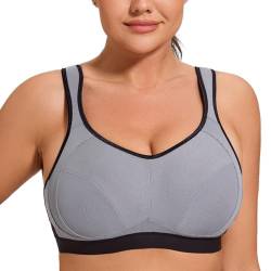 AGONVIN Damen Sport BH Starker Halt Große Brüste Acvive High Support Lauf Fitness Yoga Bra Grey 105C von AGONVIN