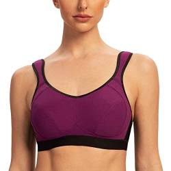 AGONVIN Damen Sport BH Starker Halt Große Brüste Acvive High Support Lauf Fitness Yoga Bra Magenta 100F von AGONVIN