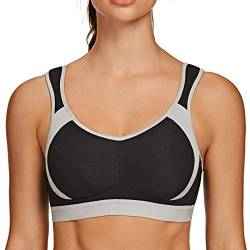 AGONVIN Damen Sport BH Starker Halt Große Brüste Acvive High Support Lauf Fitness Yoga Bra Schwarz 105C von AGONVIN