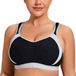 AGONVIN Damen Sport BH Starker Halt Große Brüste Acvive High Support Lauf Fitness Yoga Bra Schwarz 95G von AGONVIN