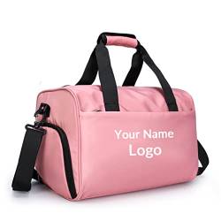 Personalisiert Sport Tasche Schwimmtasche Travel Bag Trainingstasche Reisetasche Yoga Strand mit Name Logo Bild Fach für trockene, nasse Taschenschuhe Damen Herren von AGOWOO