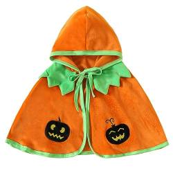 AGQT Baby Mädchen Jungen Halloween Kostüm Kürbis Umhang Cape Kürbis bestickter Umhang My First Halloween Party Cosplay Orange 3-4 Jahre von AGQT