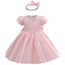 AGQT Baby Mädchen Kleinkind Prinzessin Kleid Blume Mädchen Bowknot Elegantes Party Kleid Geburtstag Hochzeit Taufkleid Rosa Größe 12-18 Monate von AGQT