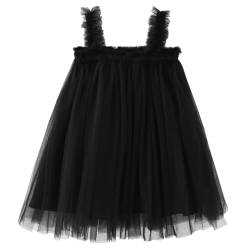 AGQT Baby Mädchen Tüll Kleid,Kleinkind Partykleid Ärmelloses Tutu Geburtstag Kleid Schwarz Blumenmädchen Kleid,Größe 12-18 Monate von AGQT