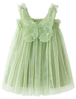 AGQT Baby Mädchen Tüll Kleid Ärmellos Schmetterling Prinzessin Tutu Kleid Sommer Strandkleider Hochzeit Geburtstag Partykleid Taufkleid Fruchtgrün Größe 12-18 Monate von AGQT