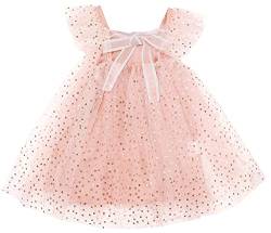 AGQT Baby Mädchen Tüll Kleid Blumenmädchen Kleid Pailletten Tutu Kleid Hochzeit Geburtstag Party Kleid Rosa 6-12 Monate von AGQT