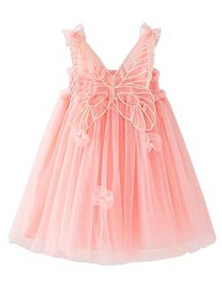 AGQT Baby Mädchen Tüll Tutu Kleid Ärmellos Schmetterling Rückenrücken Prinzessin Kleid Blumemädchen Kleider Hochzeit Geburtstag Partykleid Taufkleid Hellrosa Größe 12-18 Monate von AGQT