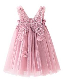 AGQT Baby Mädchen Tüll Tutu Kleid Ärmellos Schmetterling Rückenrücken Prinzessin Kleid Blumemädchen Kleider Hochzeit Geburtstag Partykleid Taufkleid Rosa Größe 6-12 Monate von AGQT