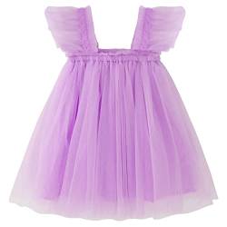 AGQT Baby Mädchen Tutu Kleider Rüschenhülse Ärmelloses Kleinkind Prinzessin Tüll Tutu Kleider Geburtstagsfeier Kleider Hochzeit Geschichtete Spitze Mini Schichten Kleid Violett Größe 12-18 Monate von AGQT