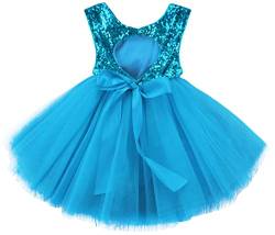 AGQT Baby Mädchen Tutu Tüll Kleid Ärmelloses Partykleid Kleid Prinzessin Pailletten Blumenmädchen Kleid Blau 3-6 Monate von AGQT