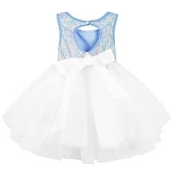 AGQT Baby Mädchen Tutu Tüll Kleid Ärmelloses Partykleid Kleid Prinzessin Pailletten Blumenmädchen Kleid Hellblau 12-18 Monate von AGQT