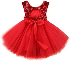 AGQT Baby Mädchen Tutu Tüll Kleid Ärmelloses Partykleid Kleid Prinzessin Pailletten Blumenmädchen Kleid Rot 18-24 Monate von AGQT
