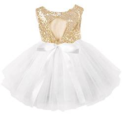 AGQT Baby Mädchen Tutu Tüll Kleid Ärmelloses Partykleid Kleid Prinzessin Pailletten Blumenmädchen Kleid Weiß 18-24 Monate von AGQT