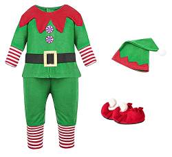 AGQT Elf Kostüm Weihnachtskostüm Weihnachten Elf Outfit Kinder perfekt für Weihnachten, Karneval & Cosplay 11-12Jahre von AGQT