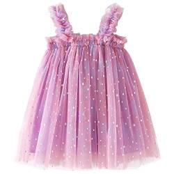 AGQT Kinderkleider Mädchen Tütü Kleid Ärmellos Prinzessin Tüllkleid Polka Dot Casual Sommerkleid Partykleid Geburtstag Pailletten Dot-Violett Größe 2-3 Jahre von AGQT