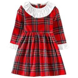 AGQT Kleinkind Baby Mädchen Weihnachten Kariertes Kleid Langarm Büffel Kariertes Rot und Schwarz Kariertes Kleid Größe 3-4T(110) von AGQT