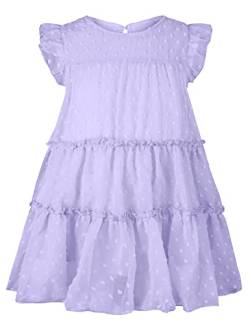 AGQT Kleinkind Mädchen Prinzessin Kleid Blumendruck Sommer Freizeit Rüschenkleid Geburtstag Chiffon Prinzessin Hochzeit Elegantes Kleid Violett Größ 3-4 Jahre von AGQT