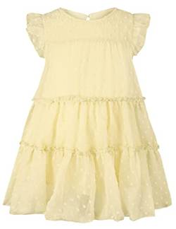 AGQT Kleinkind Mädchen Prinzessin Kleid Swiss Dots Sommer Freizeit Rüschenkleid Geburtstag Chiffon Prinzessin Hochzeit Elegantes Kleid Aprikose Größ 1-2 Jahre von AGQT