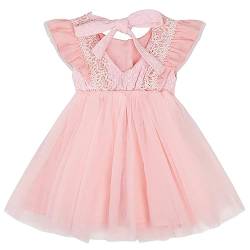 AGQT Kleinkind Mädchen Sommerkleid Rüschen Ärmel Kleid Rosa Größe 4-5 Jahre von AGQT
