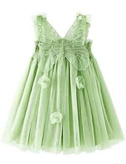 AGQT Kleinkind Mädchen Tüll Tutu Kleid Ärmellos Schmetterling Rückenrücken Prinzessin Kleid Blumemädchen Kleider Hochzeit Geburtstag Partykleid Taufkleid Fruchtgrün Größe 2-3 Jahre von AGQT