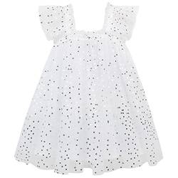 AGQT Kleinkind Mädchen Tutu Kleid Rüschen Ärmelloses Prinzessin Tüll Tutu Kleider Geburtstagsfeier Kleider Hochzeit Geschichtete Spitze Mini Schichten Kleid Goldene Perlen Weiß Größe 2-3 Jahre von AGQT