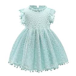 AGQT Mädchen Kleid Hohl Spitze Kleider Flaum Ruffle Ärmel Blumenmädchen Prinzessin Sommerkleid für Kleinkind Kinder Pfauenblau 4-5 Jahre von AGQT