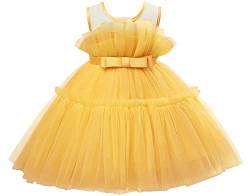 AGQT Prinzessin Kleid Mädchen Baby Kleid Kleider Tutu Tüll Festliches Geburtstag Party Kleid Gelb Größe 12-18 Monate von AGQT