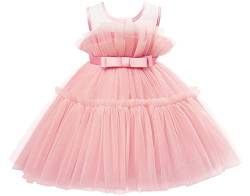 AGQT Prinzessin Kleid Mädchen Baby Kleid Kleider Tutu Tüll Festliches Geburtstag Party Kleid Rosa Größe 4-5Jahre von AGQT