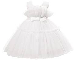 AGQT Prinzessin Kleid Mädchen Baby Kleid Kleider Tutu Tüll Festliches Geburtstag Party Kleid Weiß Größe 12-18 Monate von AGQT